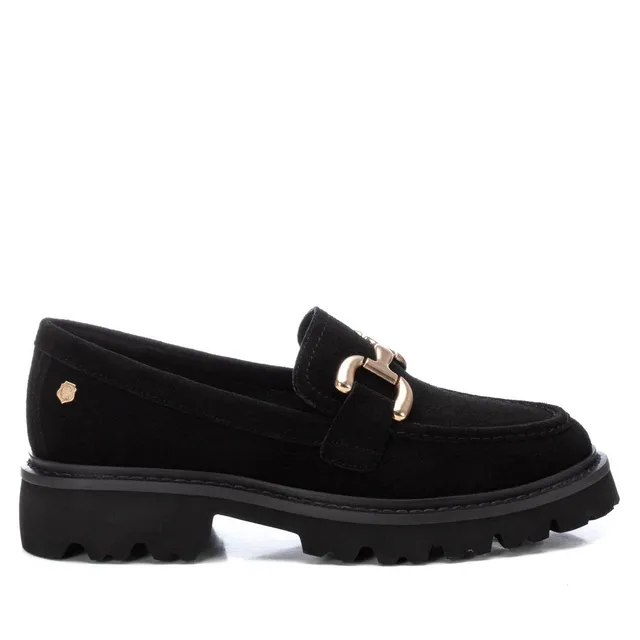 Carmela 16195201 mocassin femme noir serraje chaîne