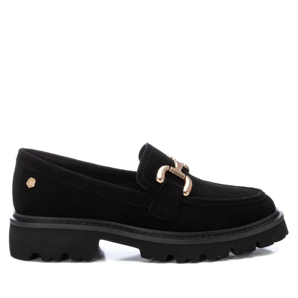 Carmela 16195201 mocassin femme noir serraje chaîne