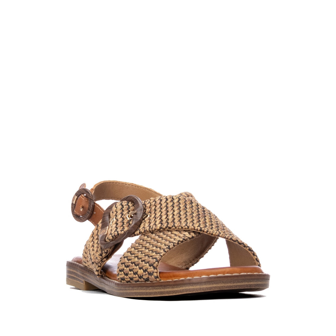 Carmela 16316003 sandales femme camel rafia plates