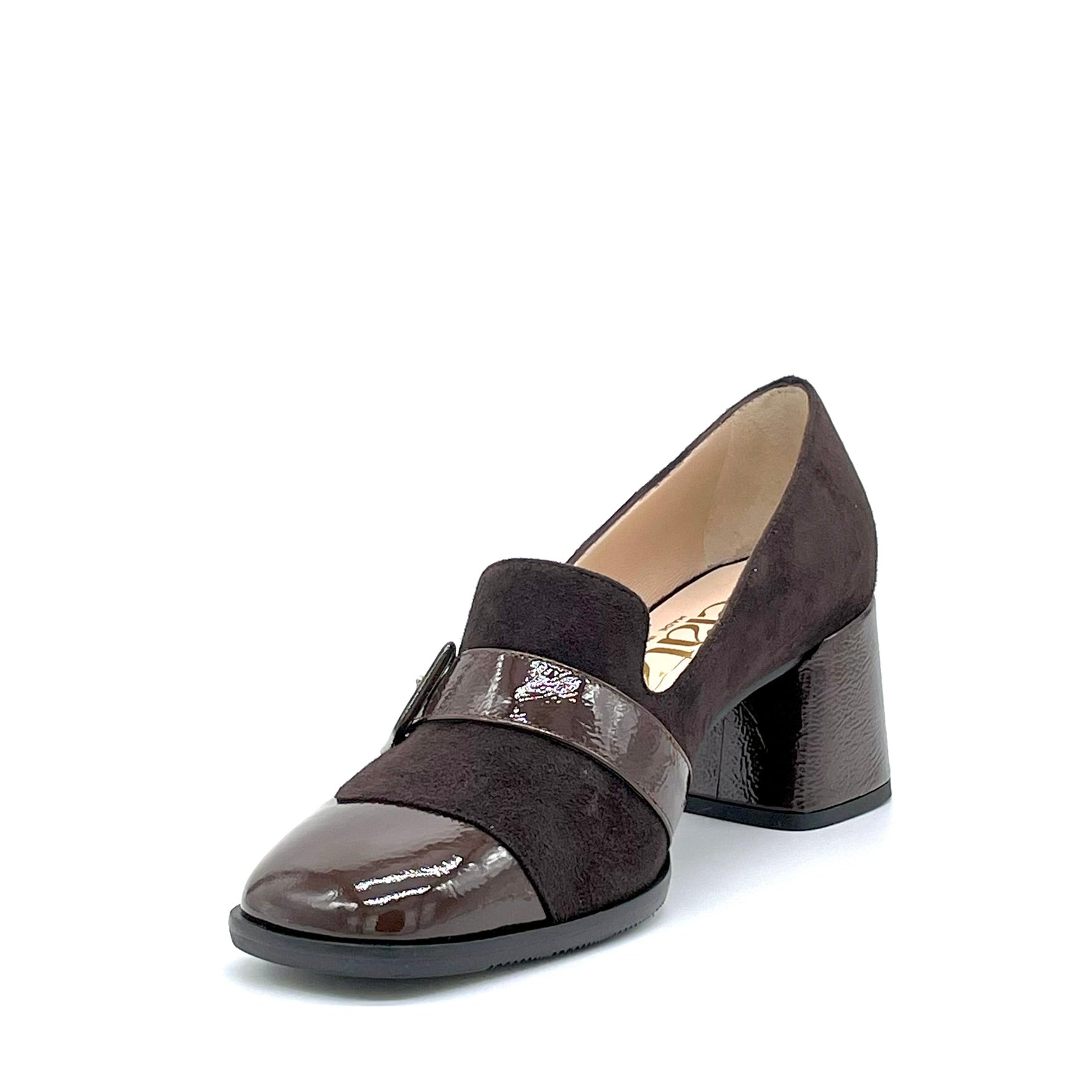 ELATA 55523 mocassins cuir marron froissé talon 5,5 cm