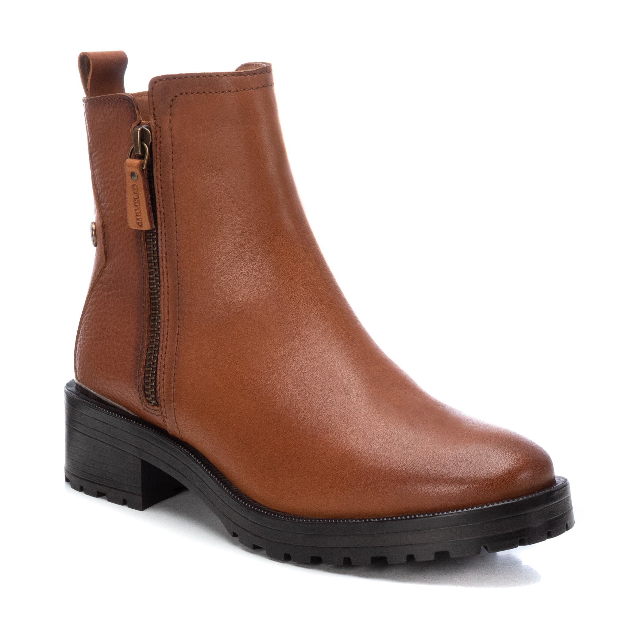 Carmela 16027702 bottine plate cuir marron zip