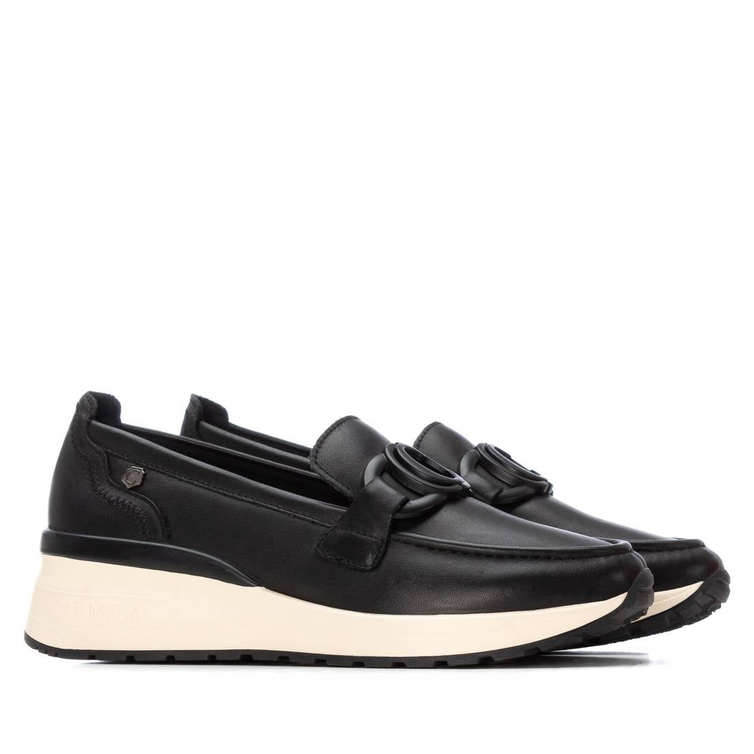 Carmela 162523 16252301 mocassin cuir noir métallisé