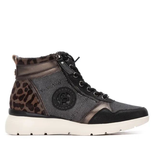 Carmela 16251401 bottine cuir noir effet métallisé