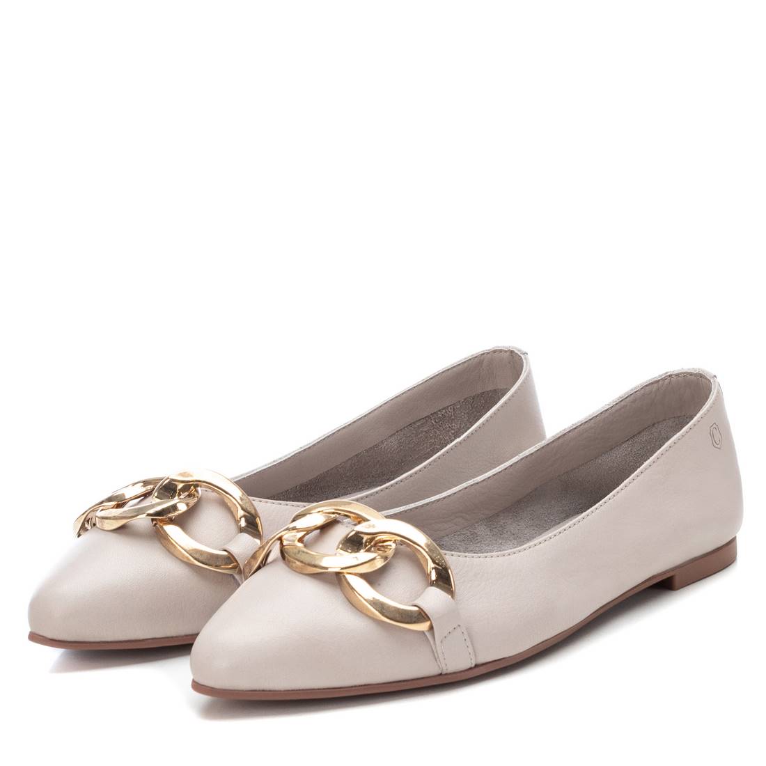 Carmela 16055101 ballerines cuir blanc chaîne