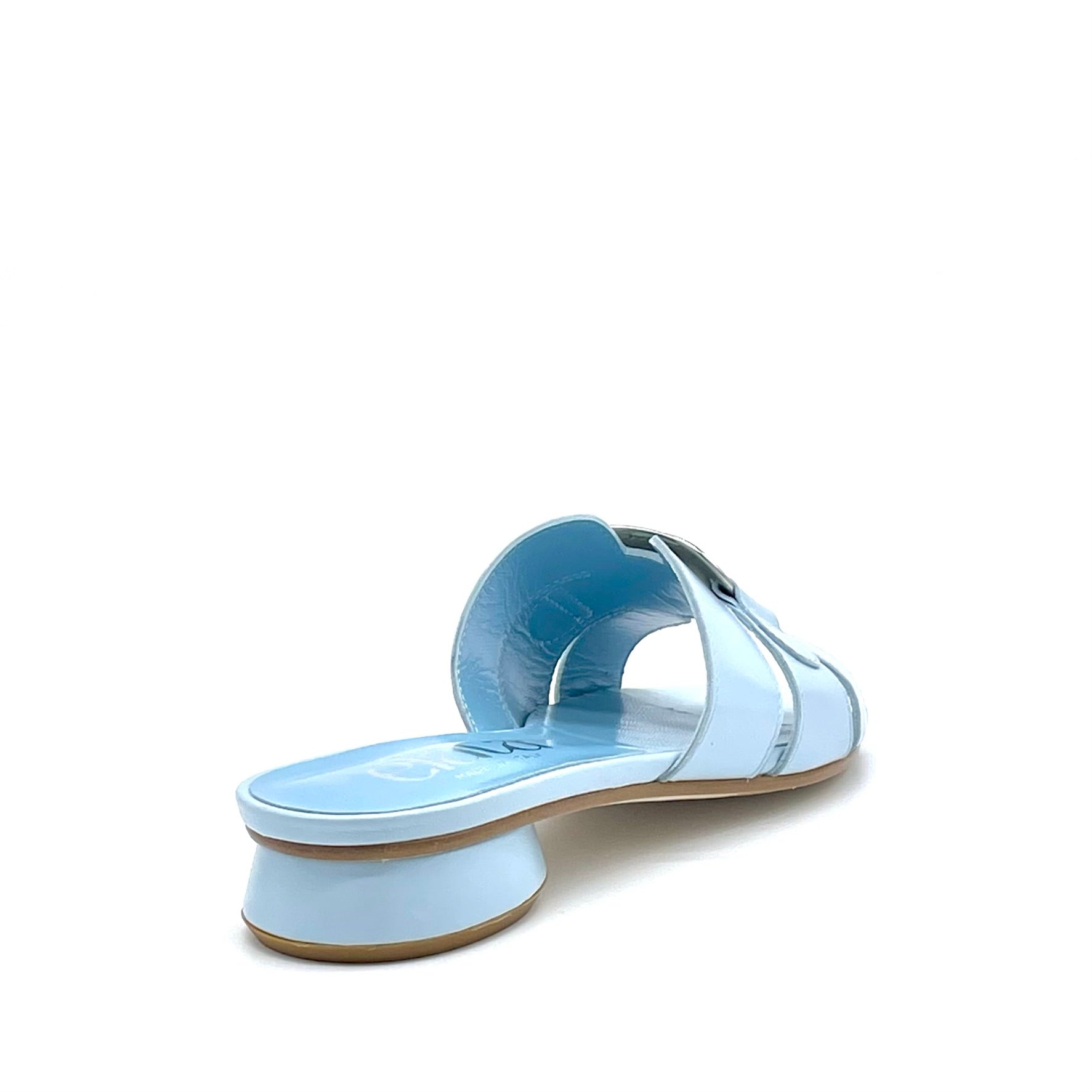 Elata 15182 mules cuir bleu ciel talon 1 cm