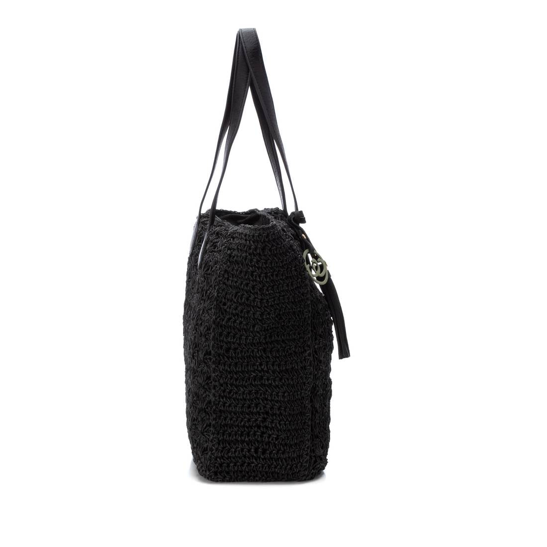 Carmela 18610505 sac epaule raphia noir zip