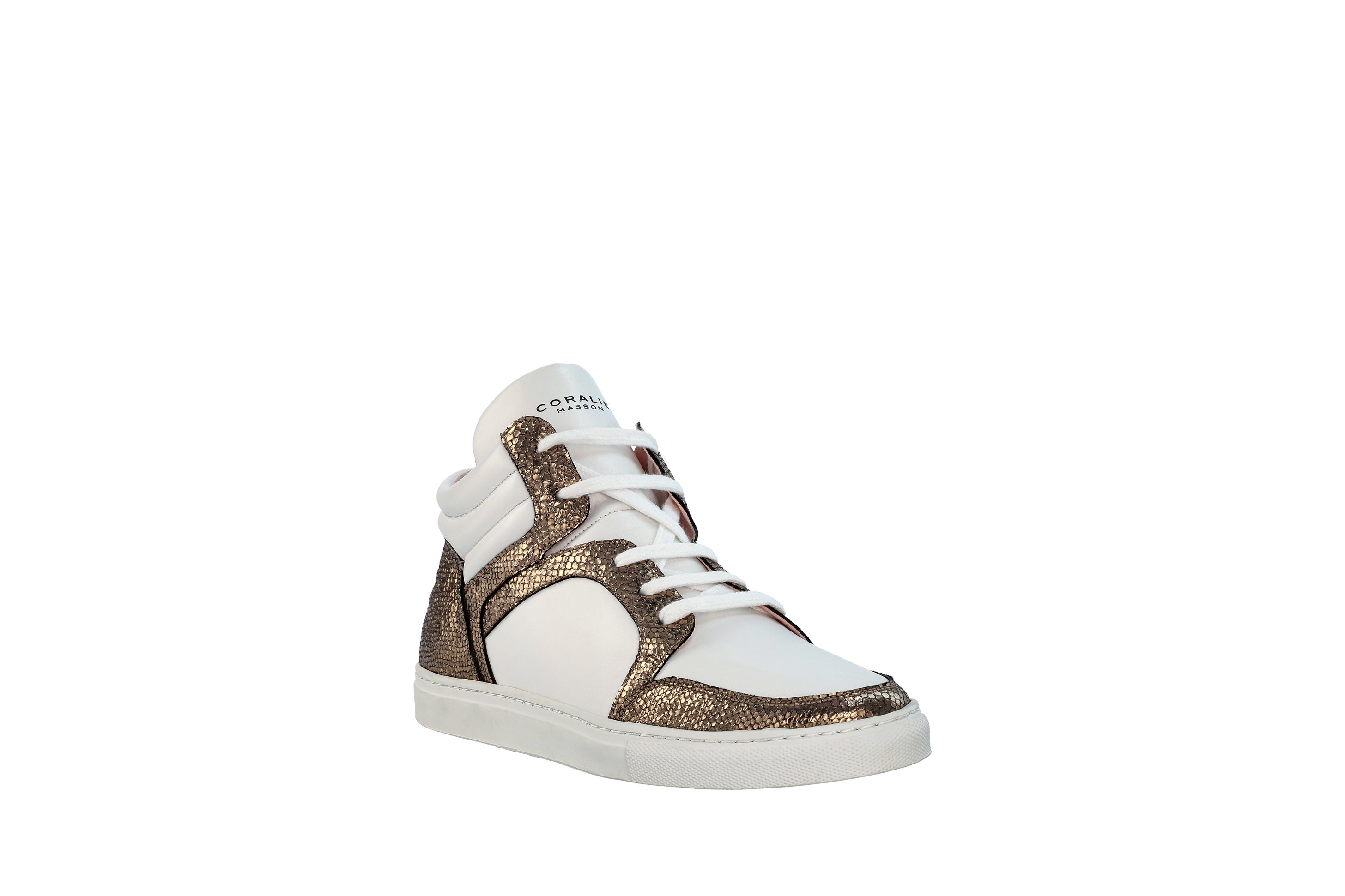 Coralie Masson Maria baskets montantes cuir blanc doré