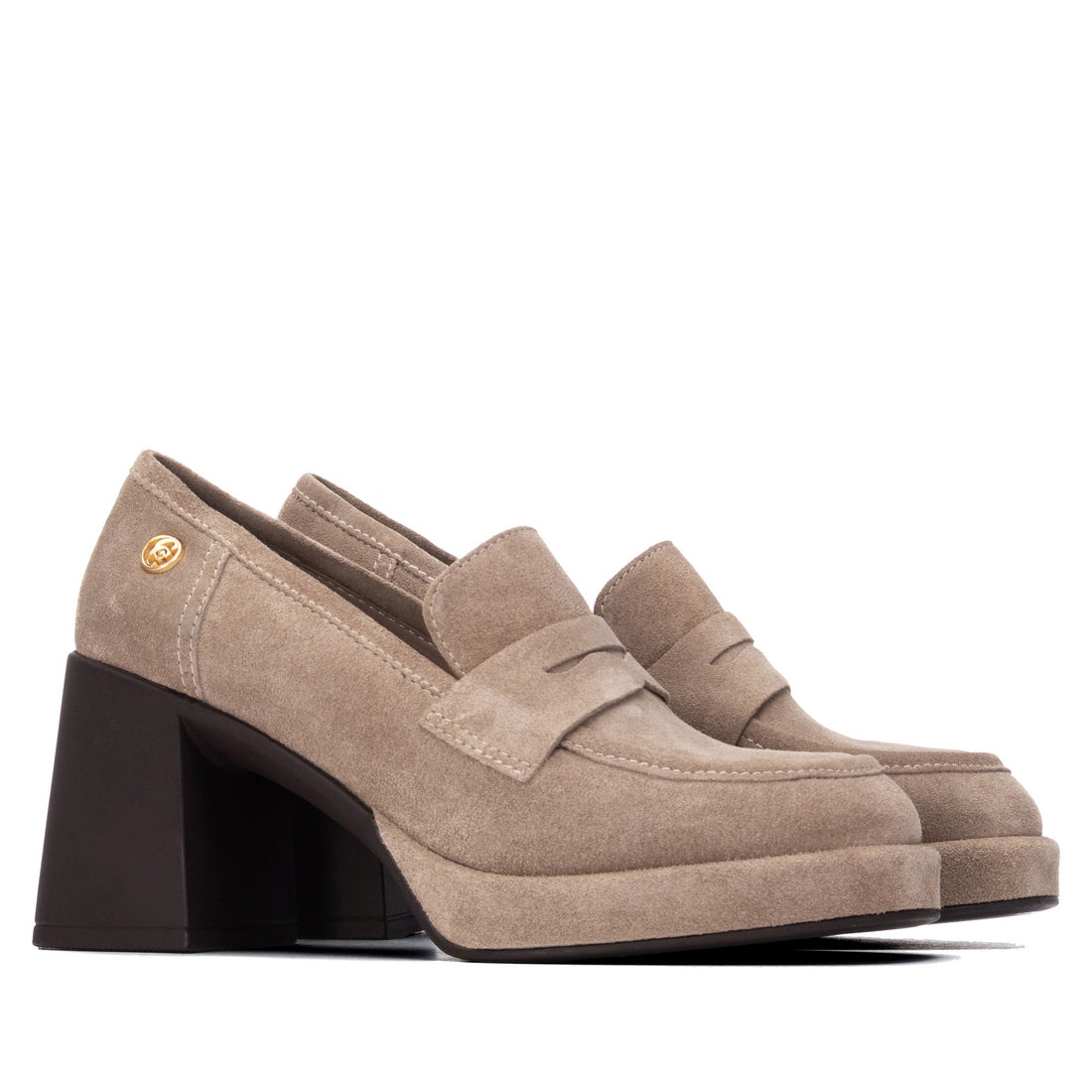 Carmela 16440002 mocassin femme cuir taupe talon moyen