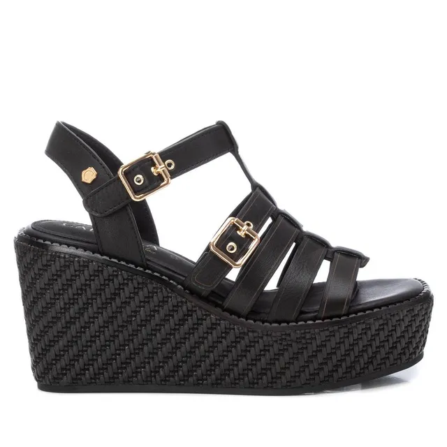 Carmela 16138804 sandales cuir noir compensées