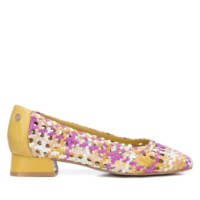 Carmela 16218604 ballerine cuir jaune tressé