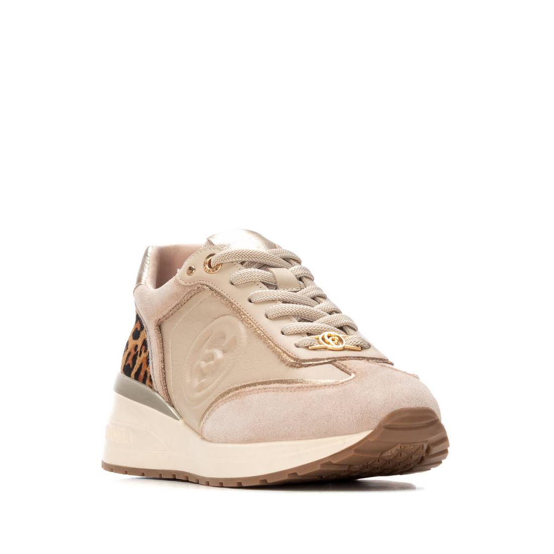 Carmela 16244102 basket cuir beige lacets plat