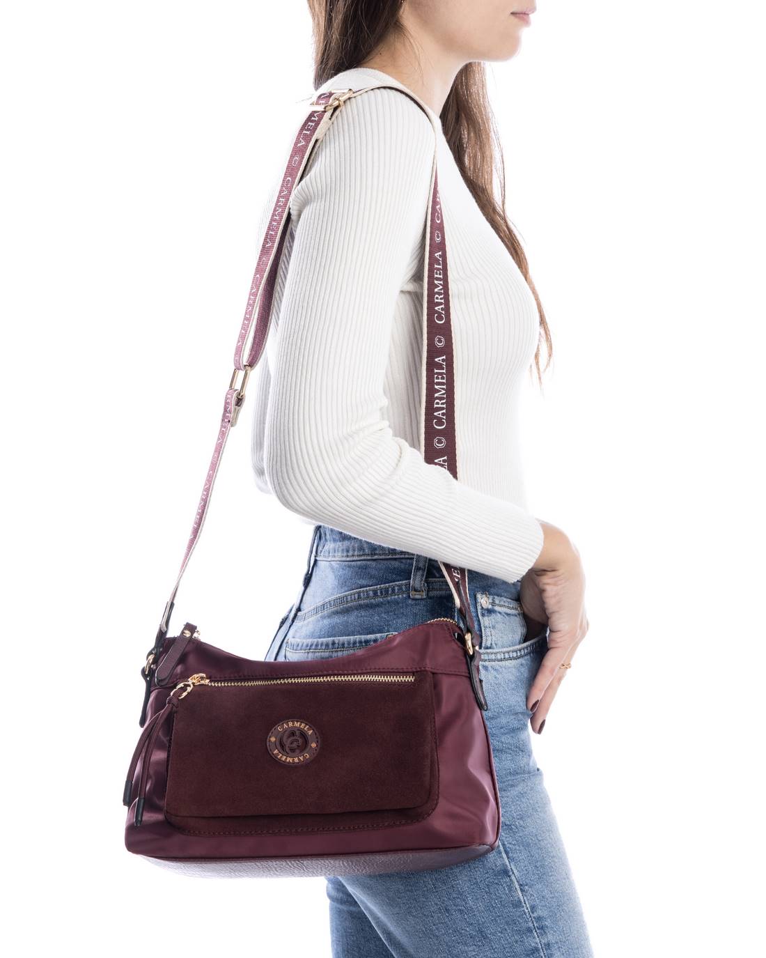 Carmela 18611402 Bandoulière Femme Rouge Zippée