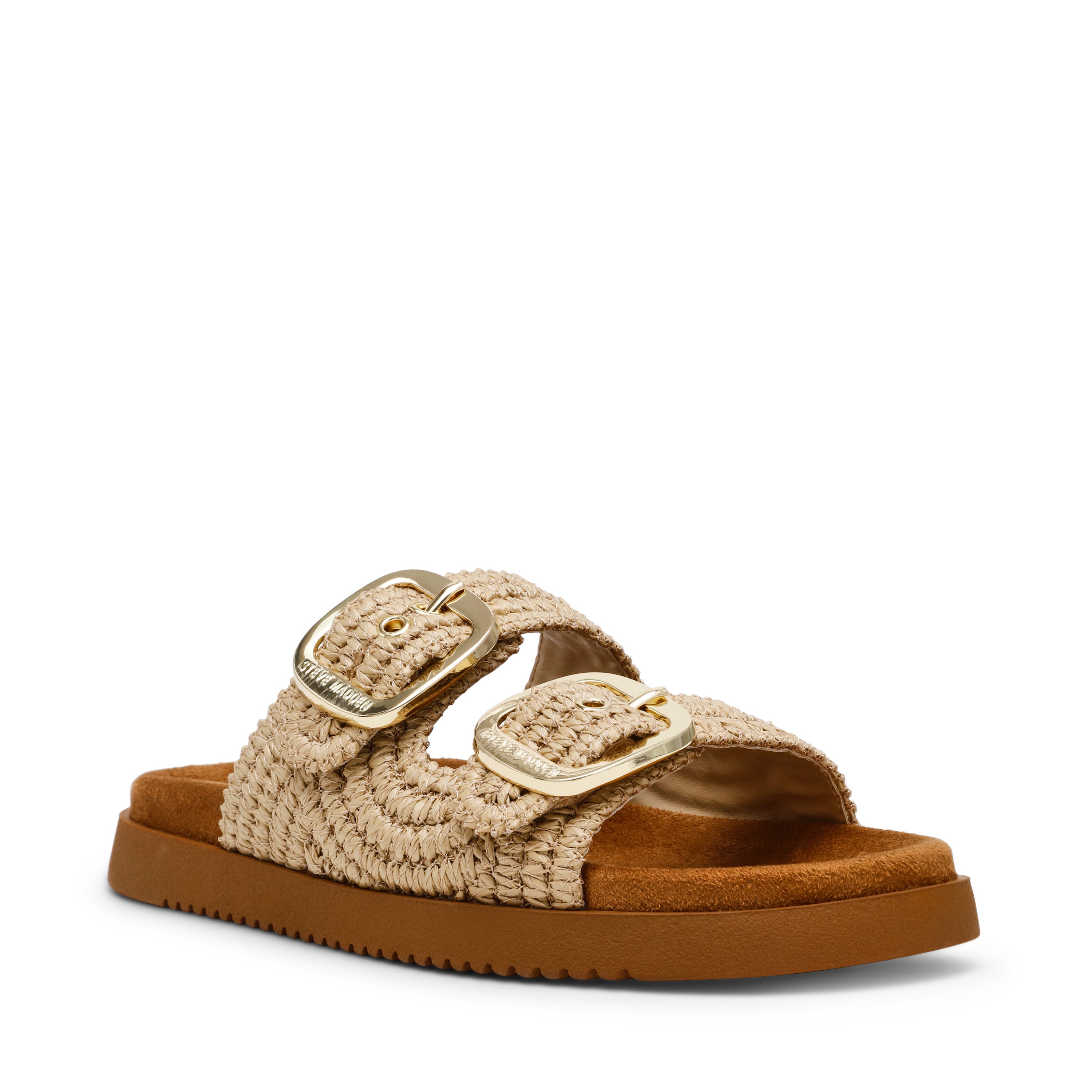 Steve Madden Miramar sandales raphia naturel plates