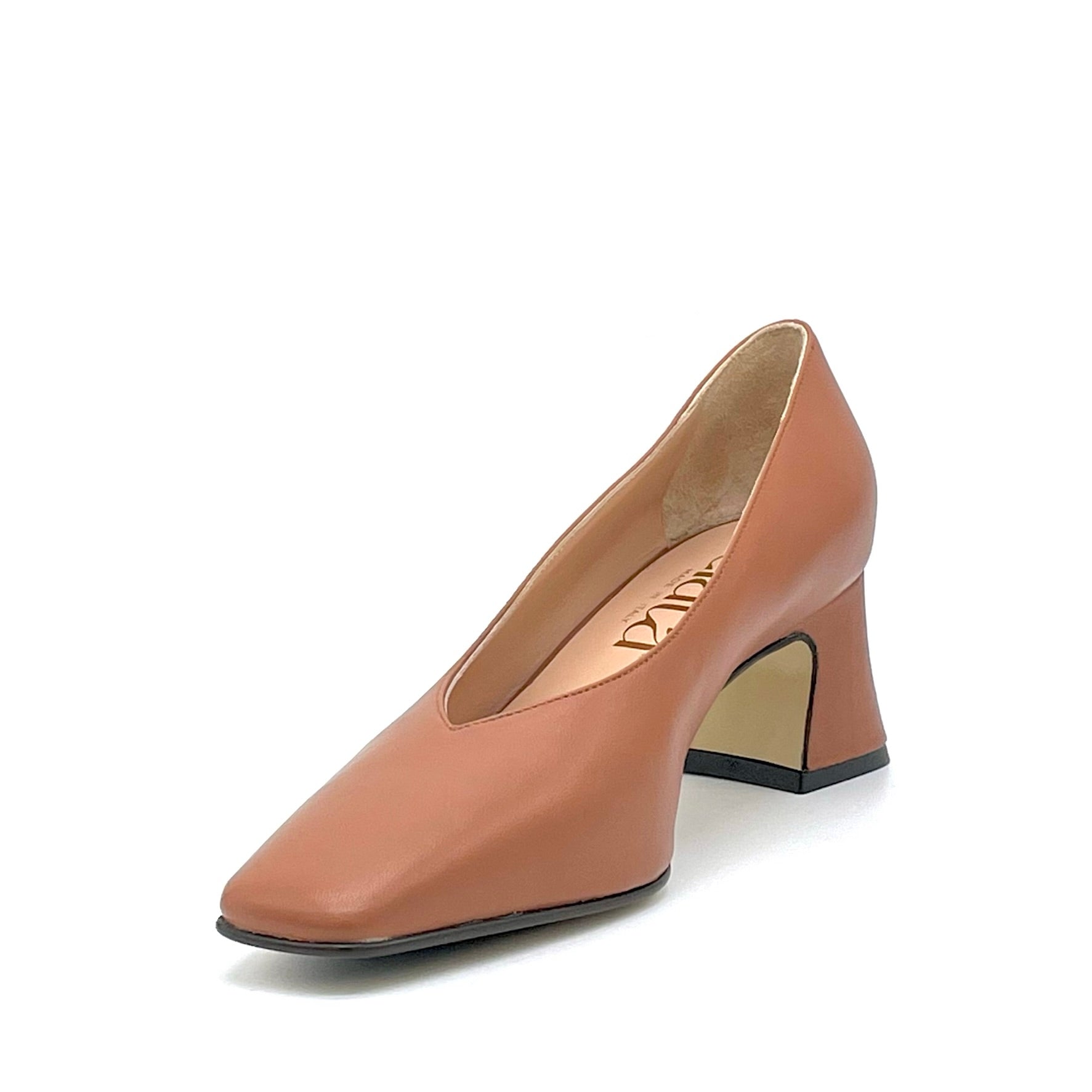 ELATA 53506 escarpins cuir caramel talon 5,5 cm