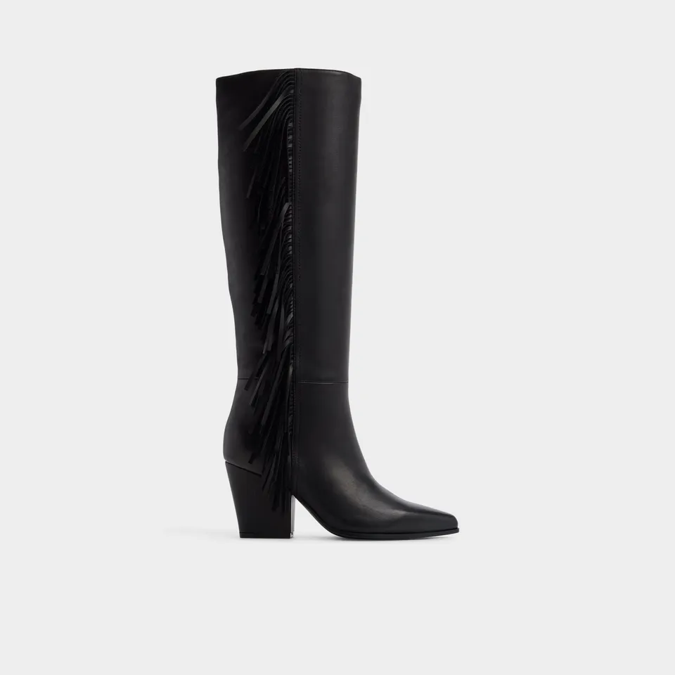 ALDO Kaelya bottes hautes noires franges talon bloc