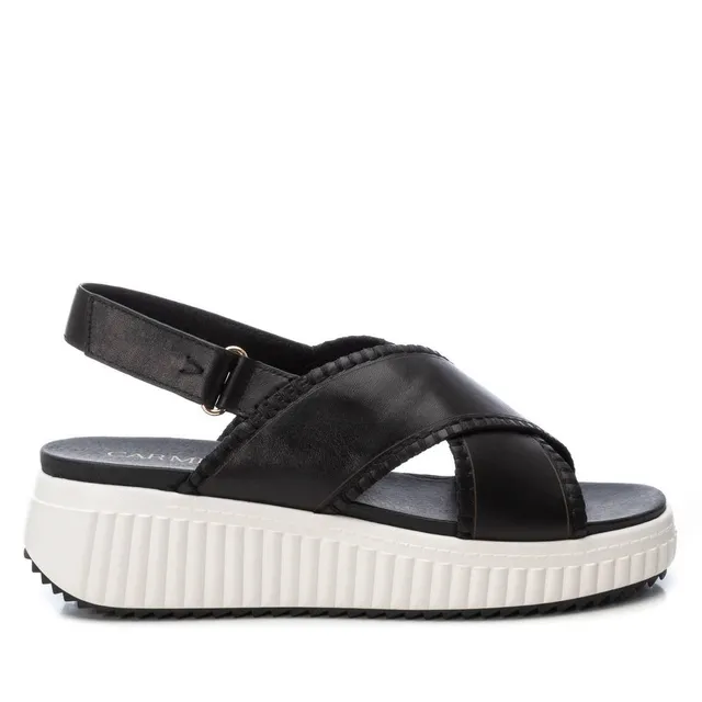 Carmela 16224403 sandales cuir noir plates velcro