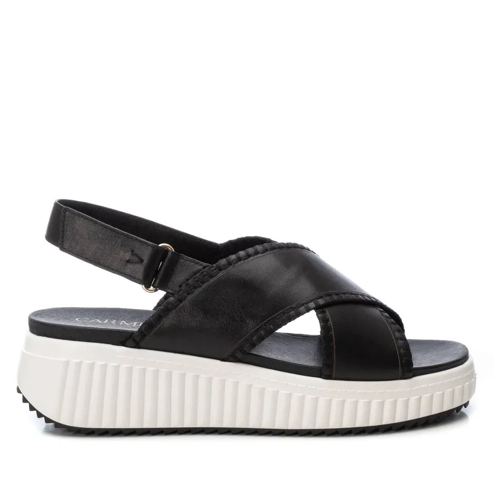 Carmela 16224403 sandales cuir noir plates velcro