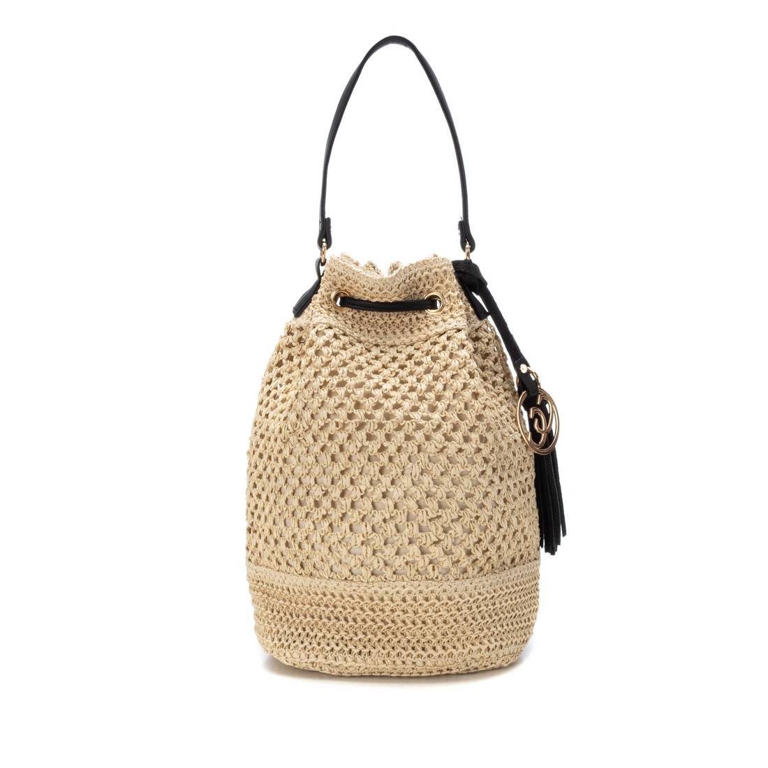 Carmela 18609702 sac seau rafia marron cordon