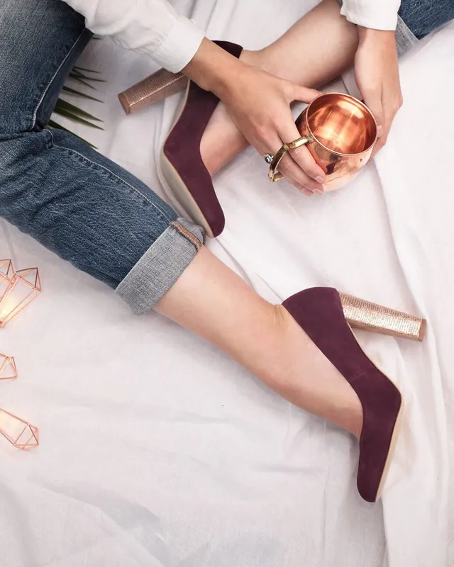 Dessine Moi Un Soulier escarpin velours grenat bronze