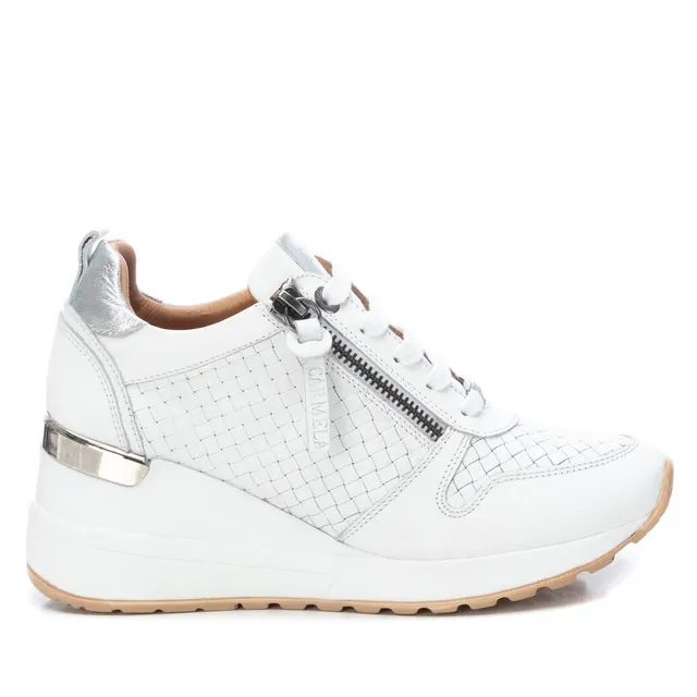 Carmela 16075601 basket compensée cuir blanc 7 cm