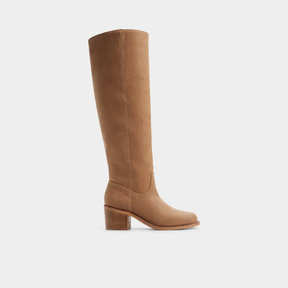 Aldo Haverton botte haute suède beige talon bloc