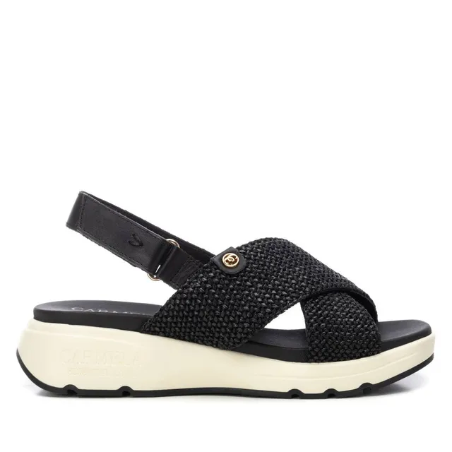 Carmela 16236301 sandale compensée noire raphia