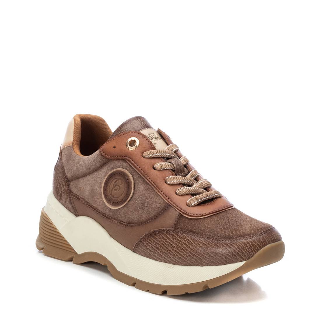 Carmela 16111803 basket cuir marron lacets bicolores