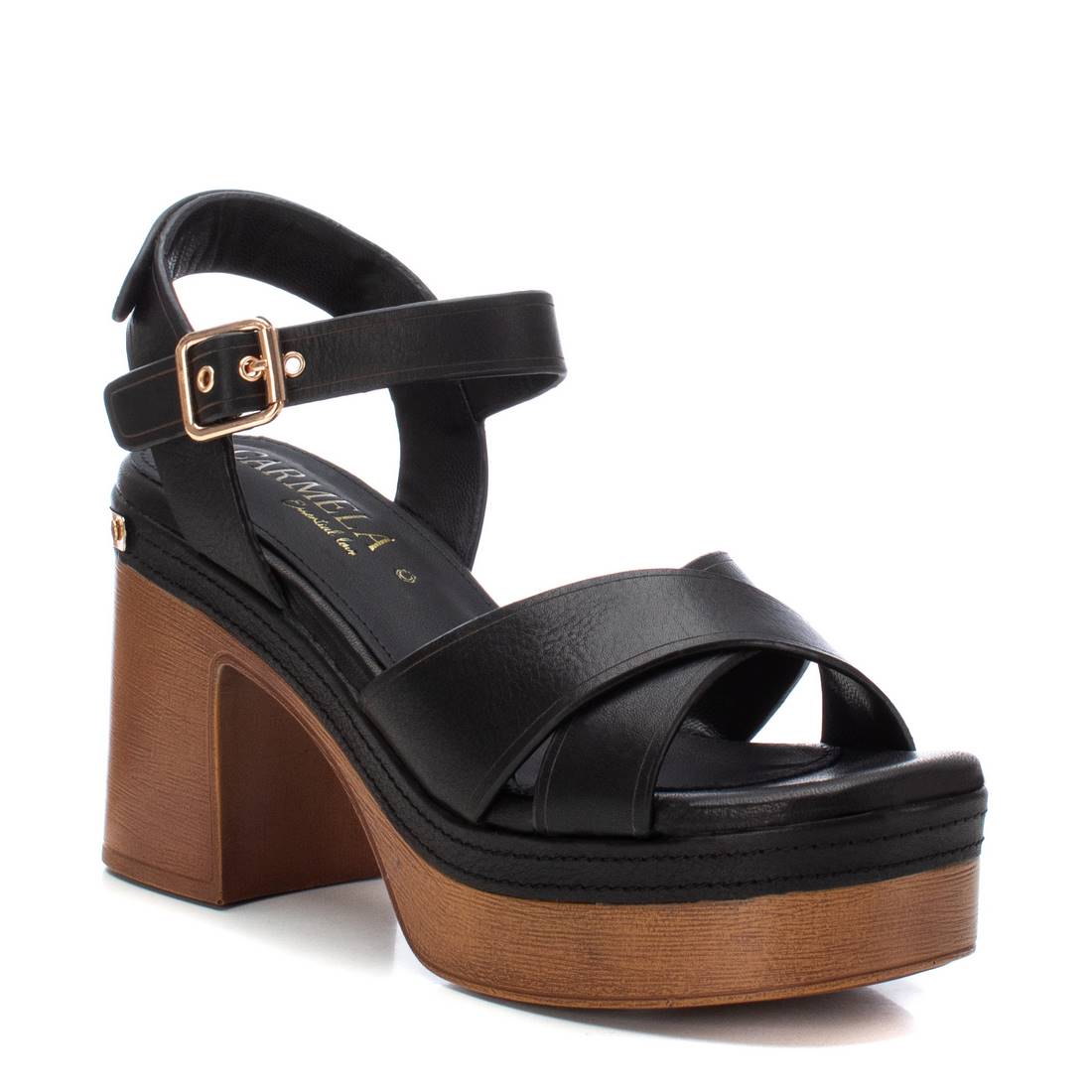 Carmela 16138004 sandale femme cuir noir talon 10 cm