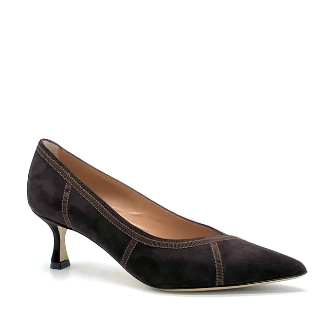 ELATA 54517 escarpins cuir marron suède talon 5,5 cm