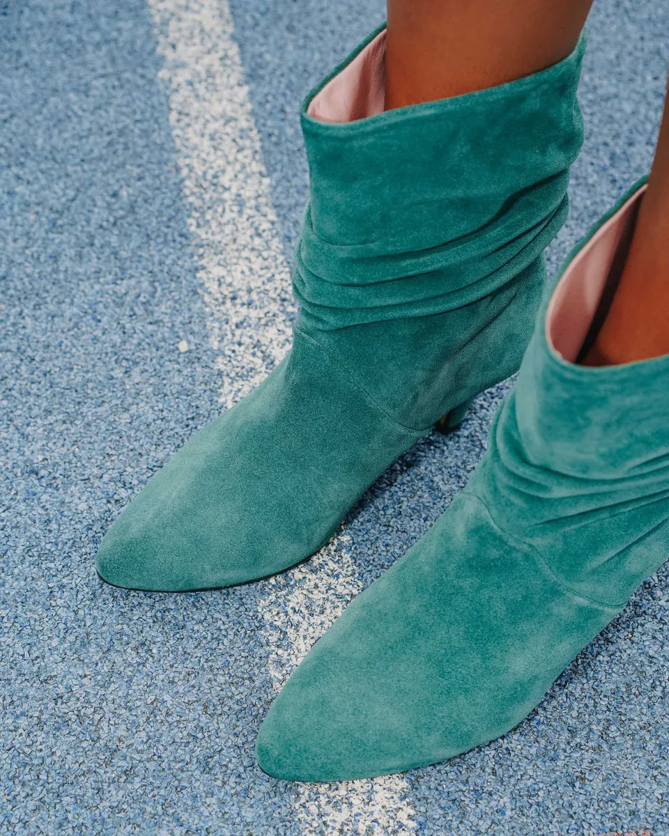 Coralie Masson City bottes cuir vert foret talon 5 cm