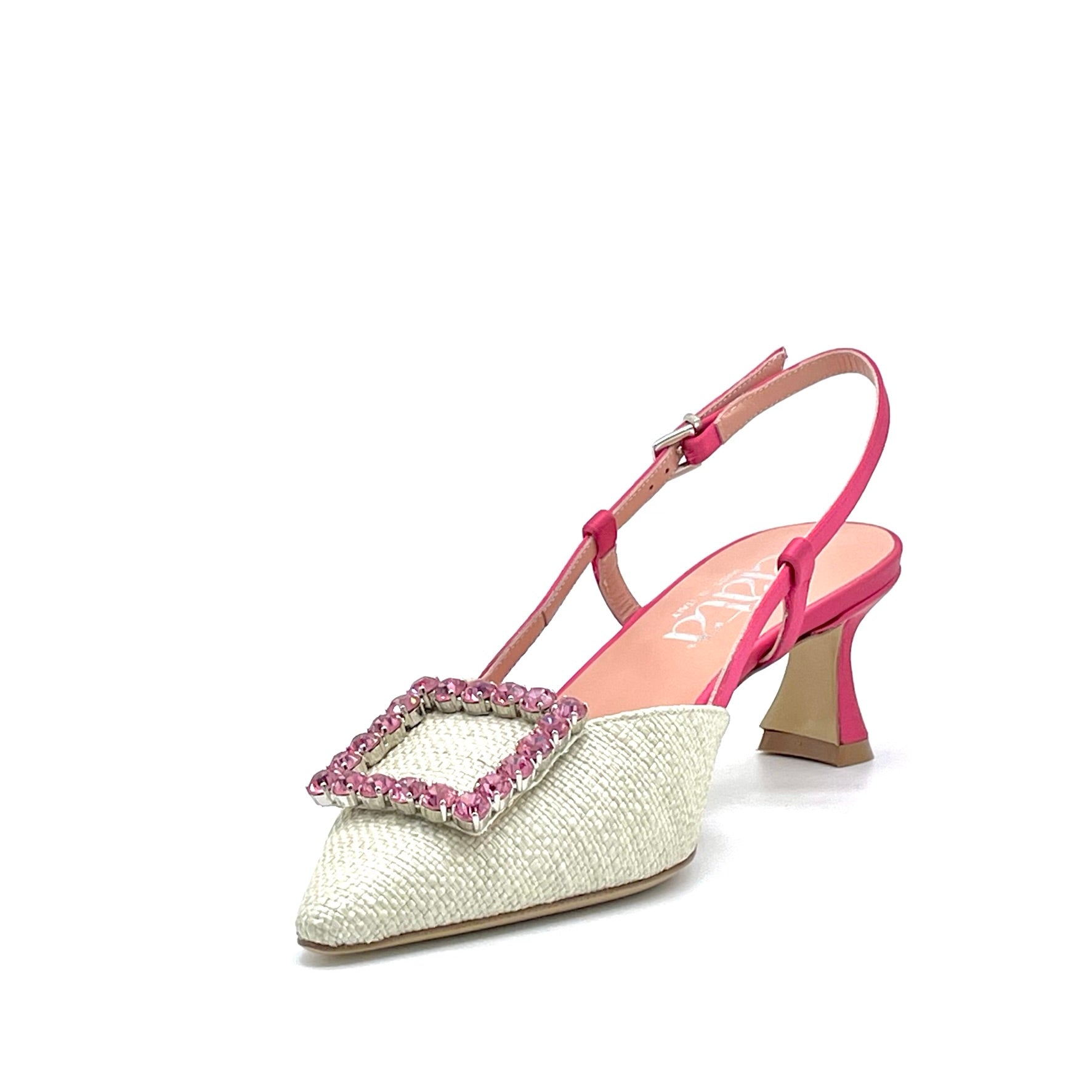 ELATA 14149 slingback raphia beige rose talon 5,5 cm