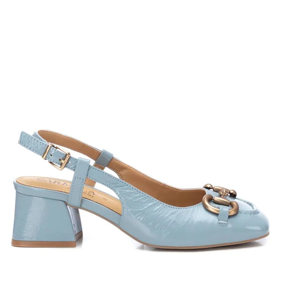 Carmela 16144304 mocassin bleu cuir verni talon bas