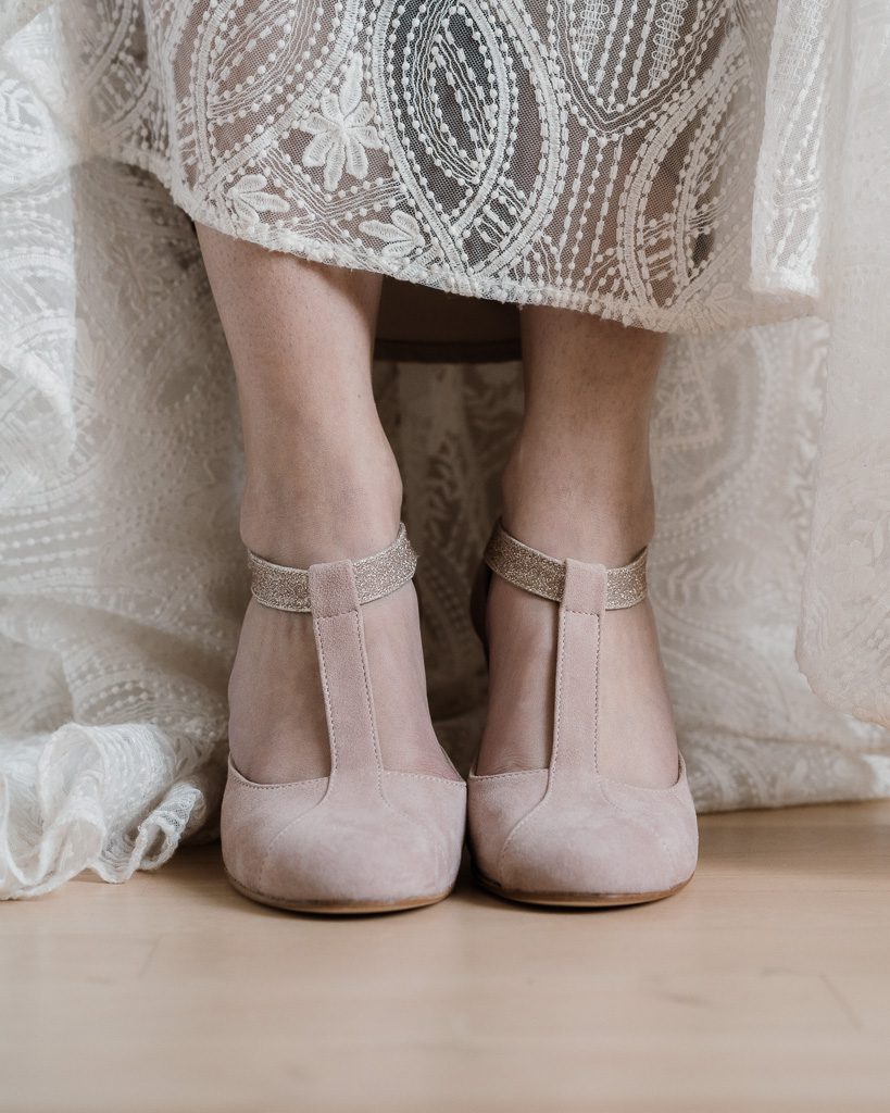 Dessine Moi Un Soulier Salomé vieux rose or blond cuir