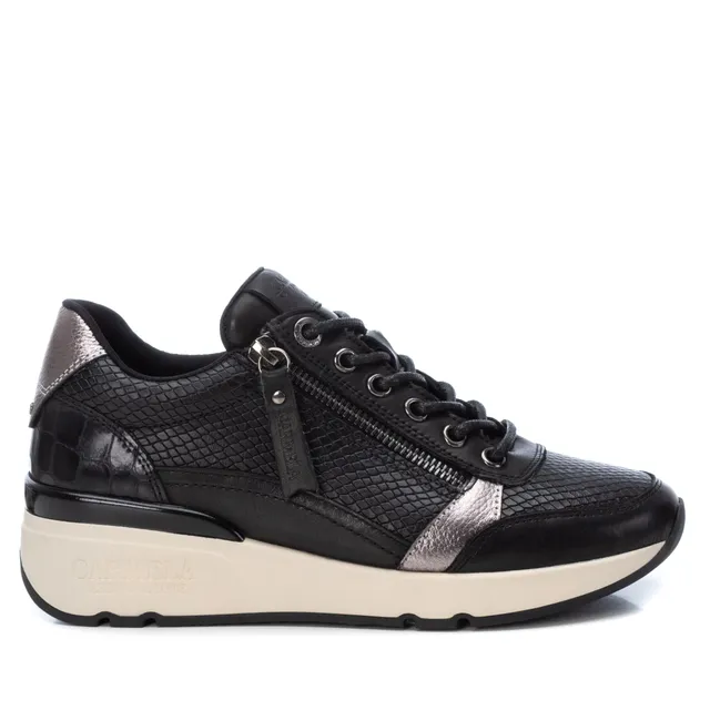 Carmela 16018201 sneakers femme cuir noir semelle 5 cm