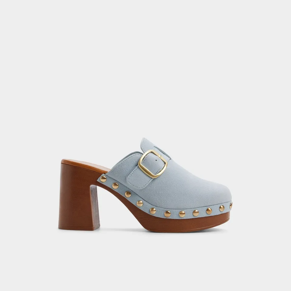 ALDO Miloria mules daim bleu talon bloc clouté