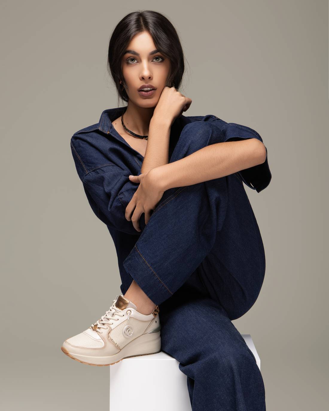 Carmela 16244402 baskets cuir blanc compensées