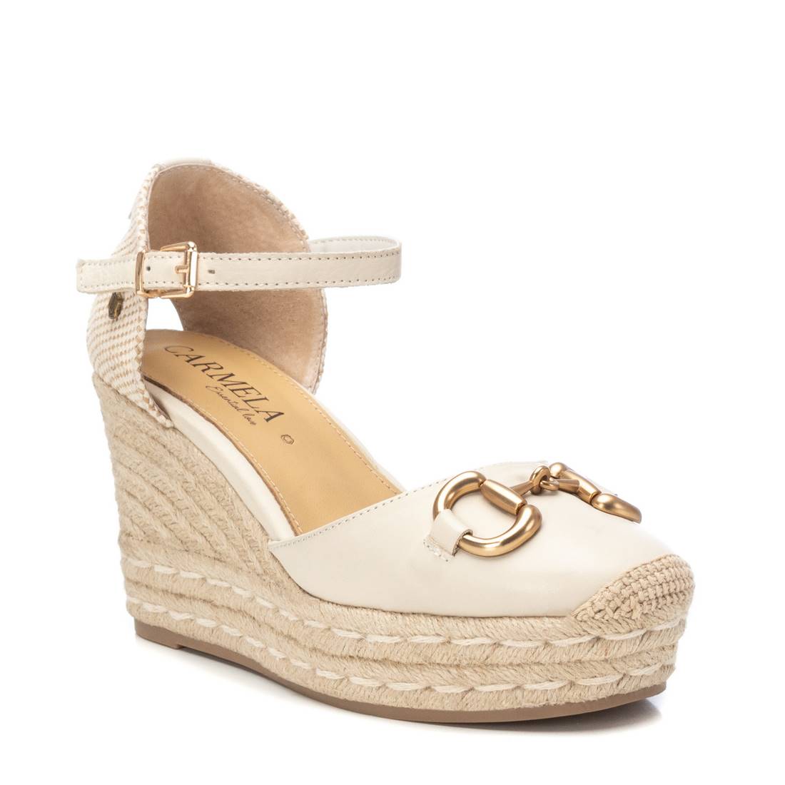 Carmela 16162703 espadrille compensée blanche cuir 9 cm