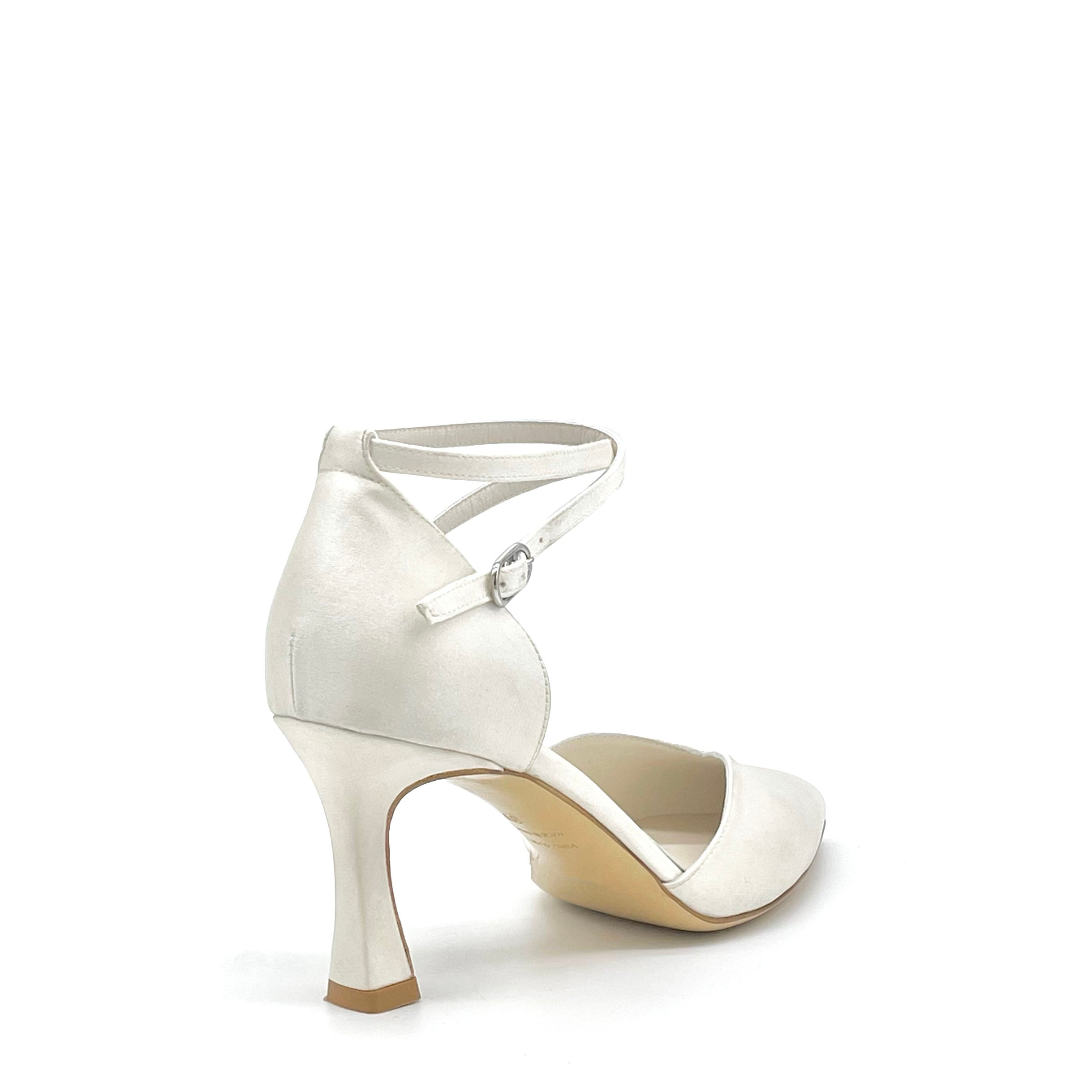 Elata S2001 escarpin d'orsay satin blanc talon 7,5 cm