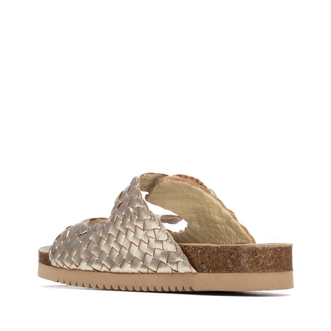 Carmela 16328702 sandales plates cuir doré tressé