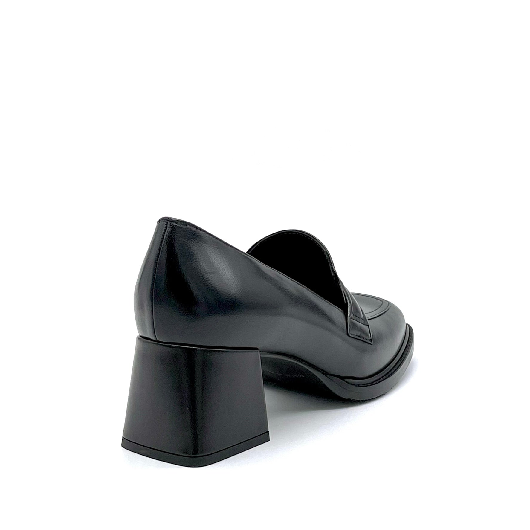 Elata 52541 mocassin cuir noir talon 6 cm