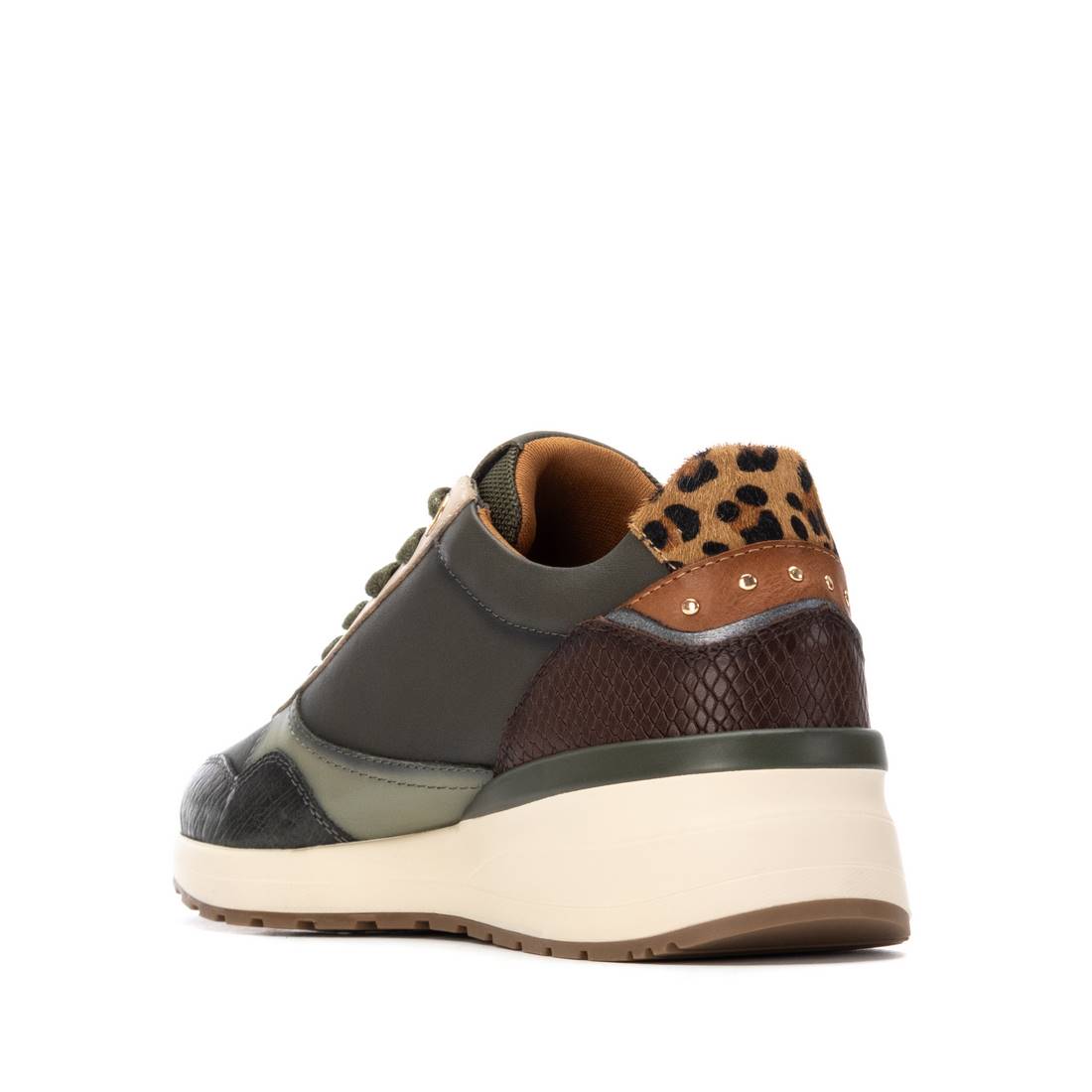 Carmela 16244204 basket cuir kaki semelle amovible