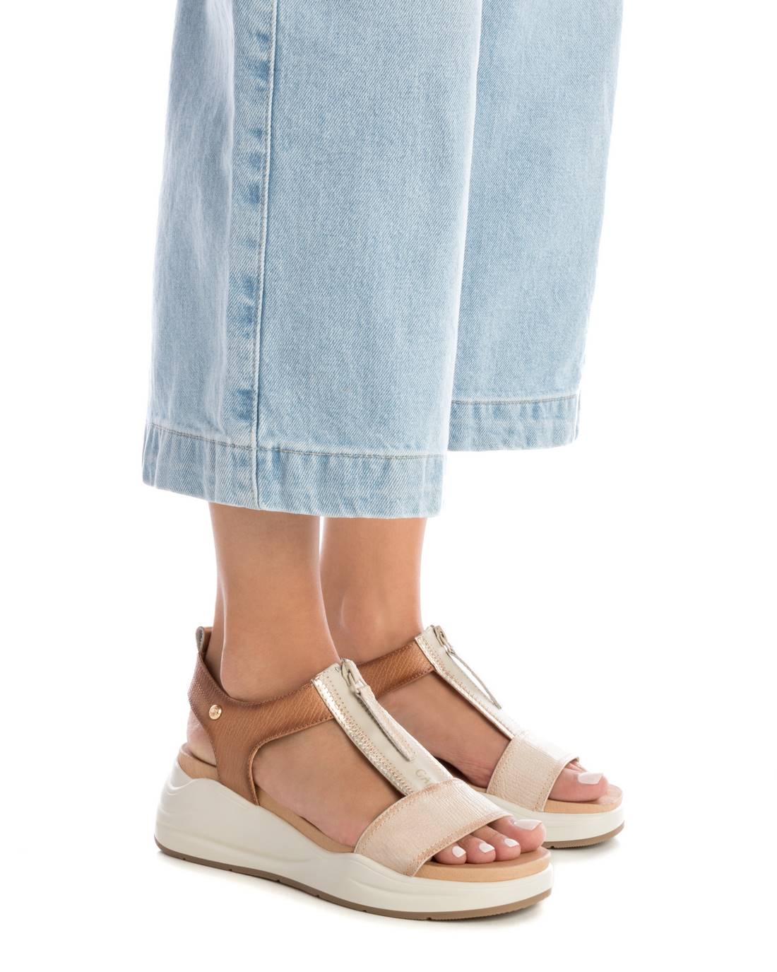 Carmela 16155003 sandale cuir marron fermeture éclair