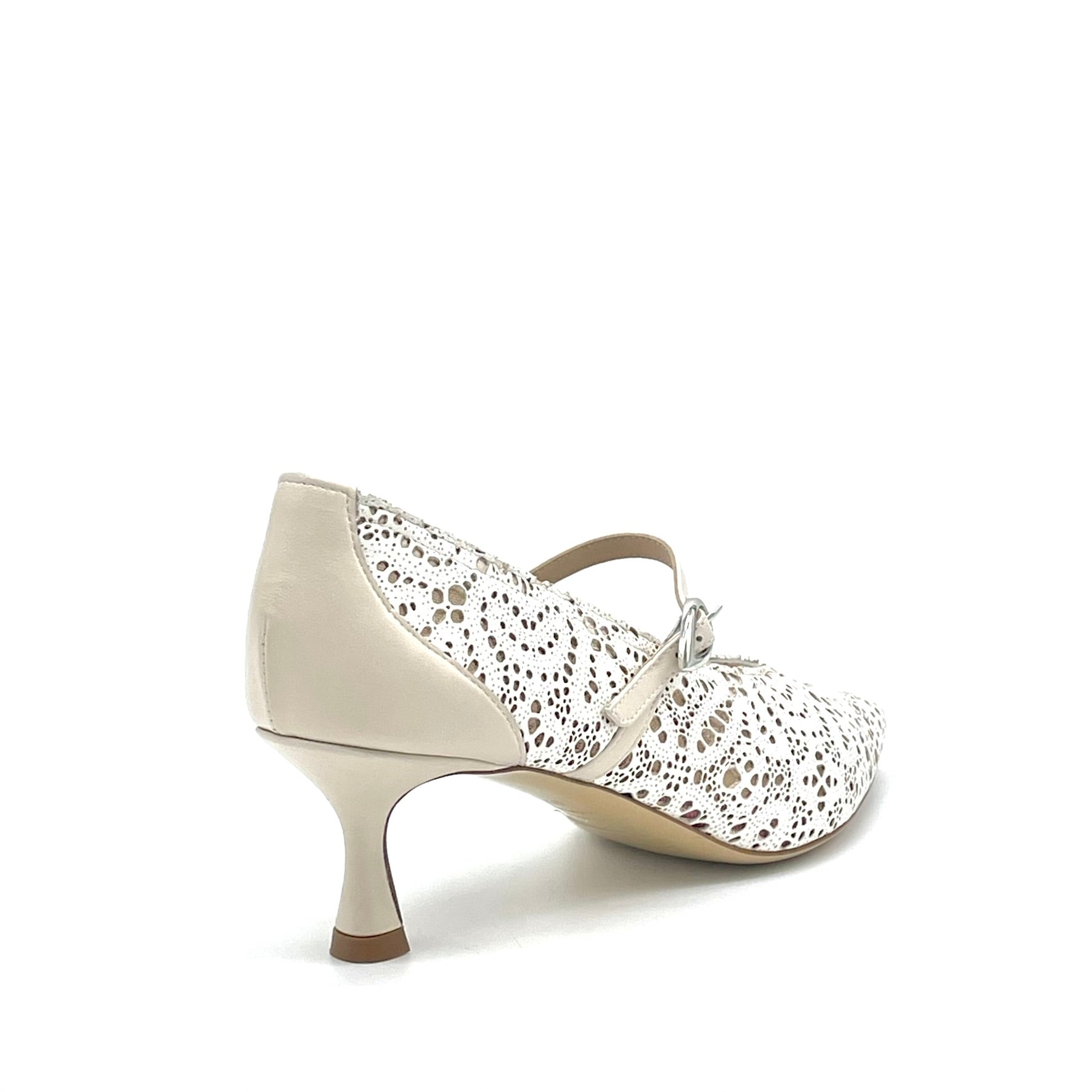 Elata 16157 escarpin cuir blanc beige talon 5,5 cm