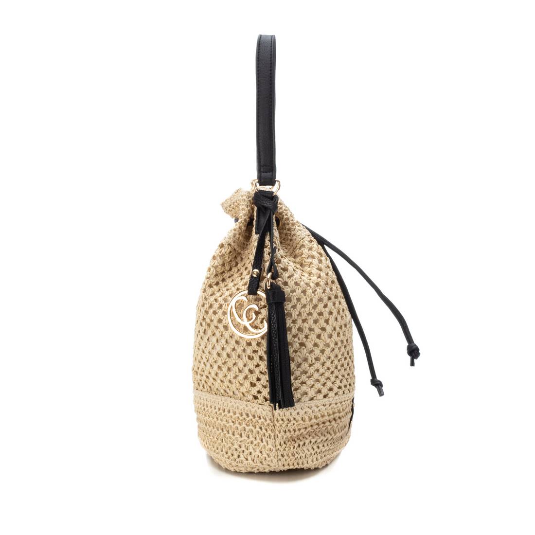 Carmela 18609702 sac seau rafia marron cordon