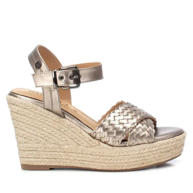 Carmela 16162302 sandales cuir gris talon compensé
