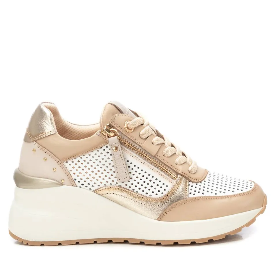 Carmela 16226602 basket compensee cuir beige 7 cm