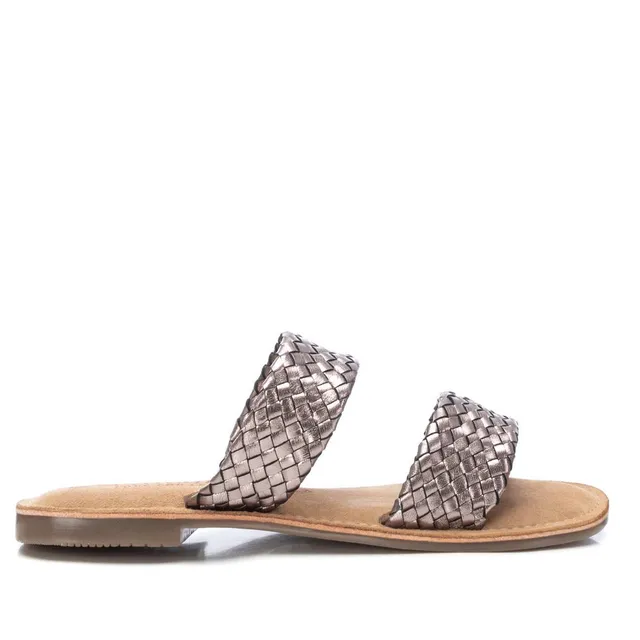 Carmela 16164602 sandale plate cuir gris métallisé