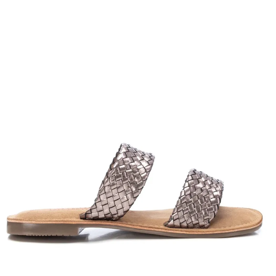Carmela 16164602 sandale plate cuir gris métallisé