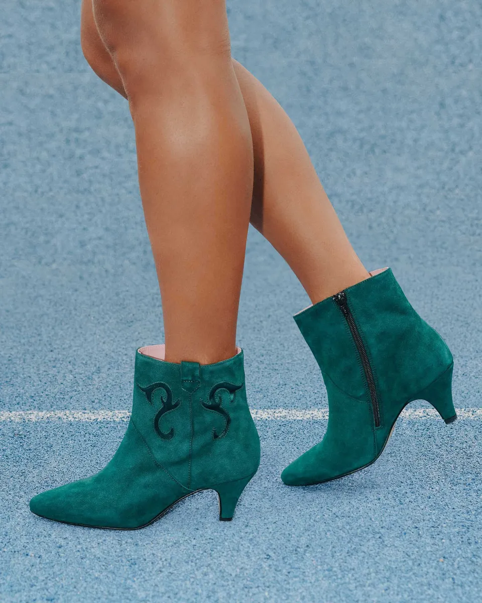 Coralie Masson Darla bottines cuir vert talon 5 cm