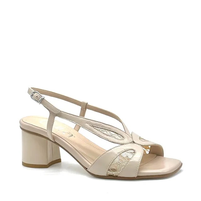 ELATA 16133 sandale cuir sable dentelle talon 5,5 cm
